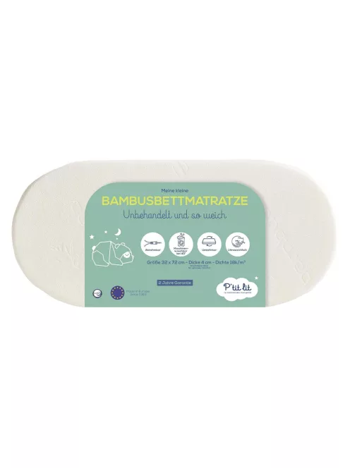 P'tit Lit Bambusz matrac babakocsiba 32x72×4cm-Ecru. OUTLET termék