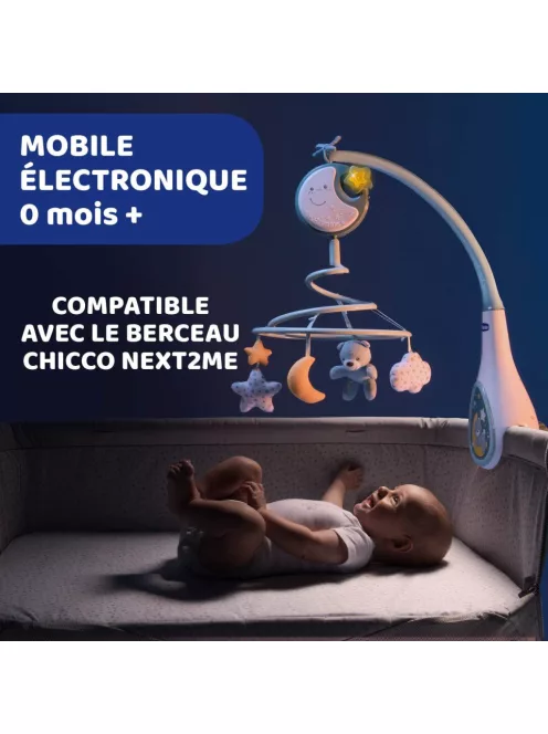 Chicco Next2Dreams zenélő-forgó kék OUTLET termék
