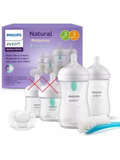   Philips Avent Natural Response 4db-os cumisüveg szett kefével és cumival, OUTLET termék