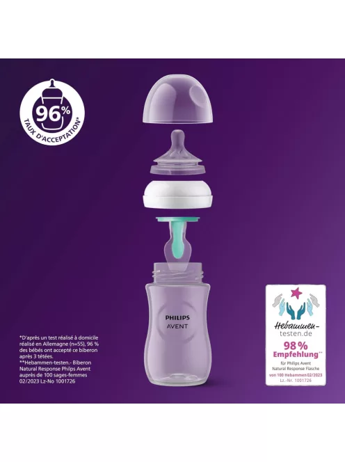 Philips Avent Natural Response 4db-os cumisüveg szett kefével és cumival, OUTLET termék