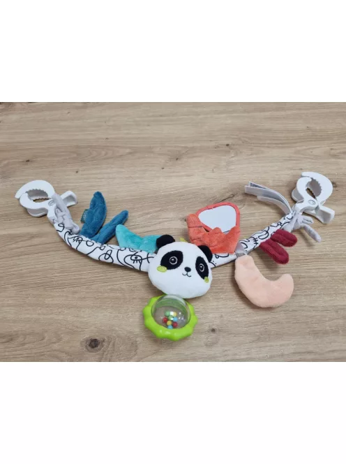 Fehn plüss babakocsi lánc-panda, OUTLET termék