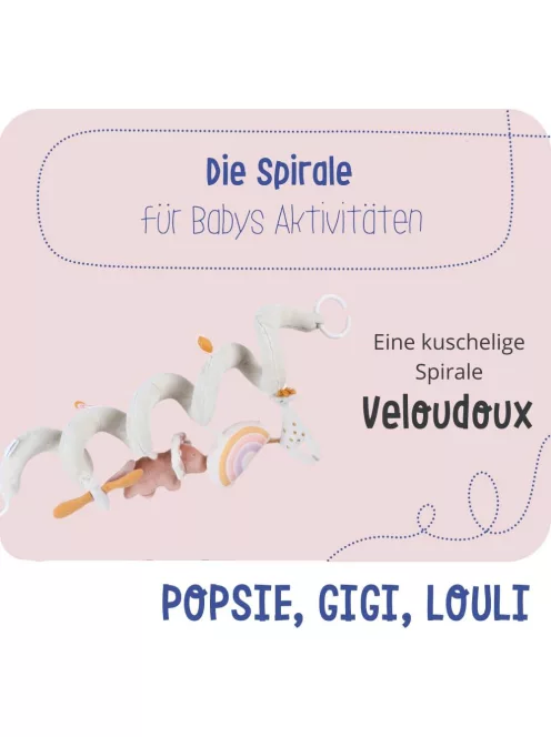 Noukie's plüss spirál babakocsi játék, OUTLET termék