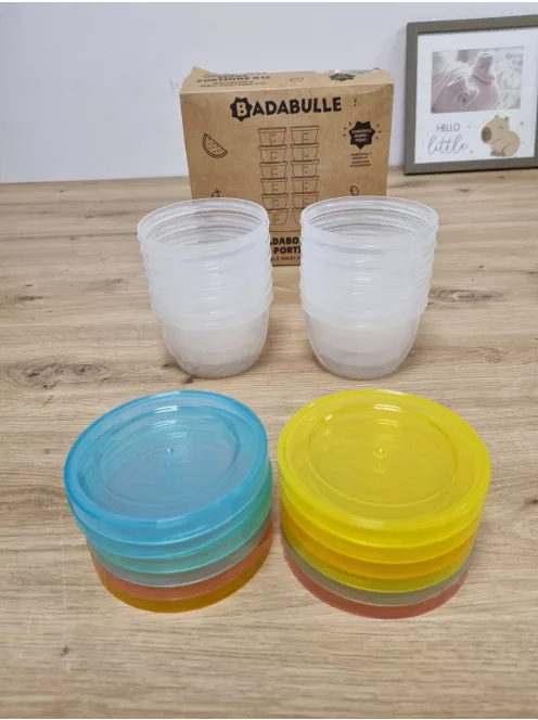 Badabulle tárolóedény tetővel 12db, 250ml. OUTLET termék