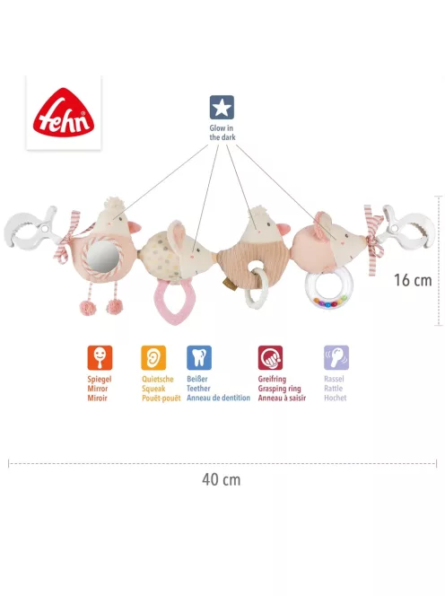 Fehn Feehnland plüss babakocsi csörgőlánc, OUTLET termék