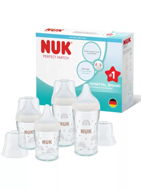 Nuk Perfect Match 4 db-os üveg cumisüveg szett M etetőfejjel, OUTLET termék