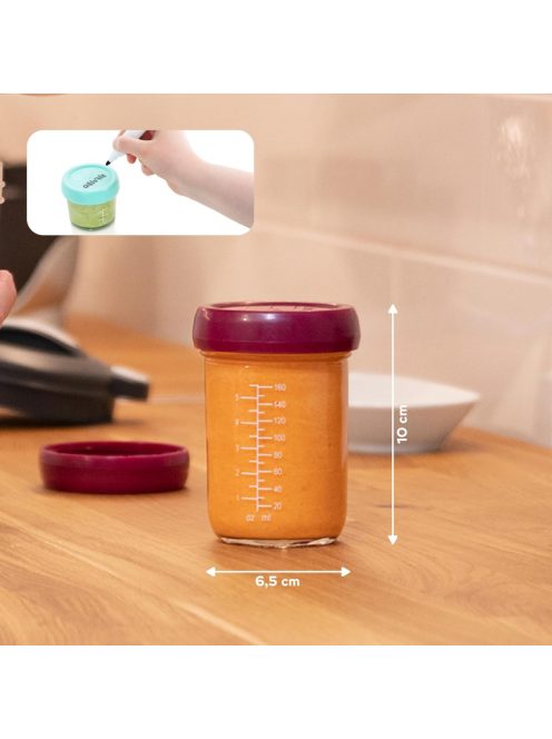 Babymoov üveg bébiétel tároló edények 4x220ml, OUTLET termék