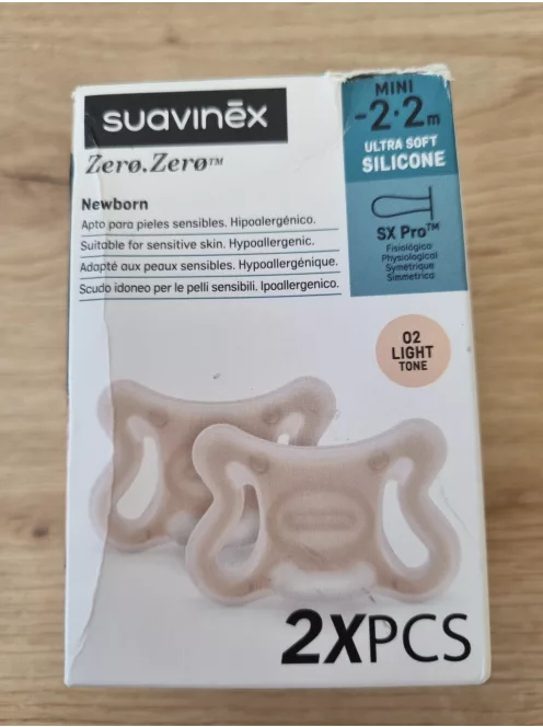 Suavinex Zero Zero SX Pro 2 db szilikon cumi, -2-2hó, LIGHT árnyalat, OUTLET termék