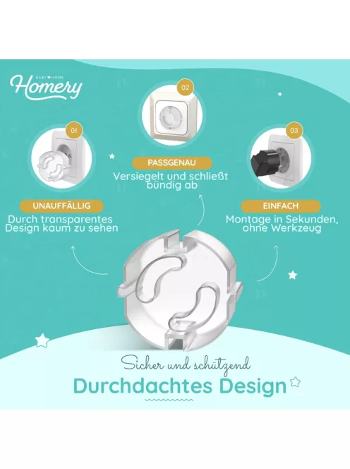 Homery gyermekbiztonsági konnektorvédő szett, 12 db-os, OUTLET termék