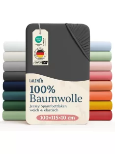   Laleni Jersey 100 x 115 cm sötétszürke gumislepedő, OUTLET termék
