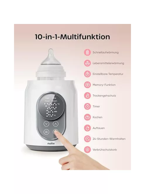 Nuliie 10-in-1 elektromos cumisüveg-melegítő babáknak, intelligens hőmérséklet-szabályozással és automatikus kikapcsolással,  OUTLET termék
