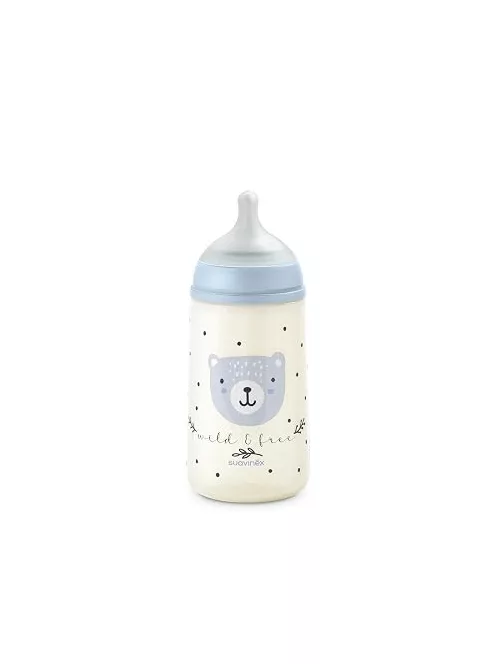 Suavinex 270 ml-es cumisüveg SX Pro fiziológiás szilikon cumival, közepes átfolyású antikolikás cumisüveg - OUTLET termék