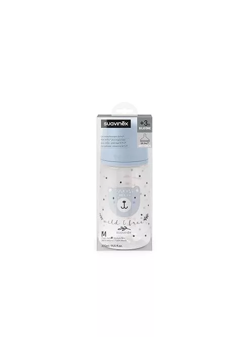 Suavinex 270 ml-es cumisüveg SX Pro fiziológiás szilikon cumival, közepes átfolyású antikolikás cumisüveg - OUTLET termék
