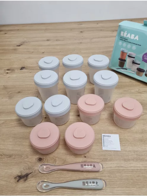 Béaba 12 db-os tárolóedény és 2db szilkon kanál szett, OUTLET termék