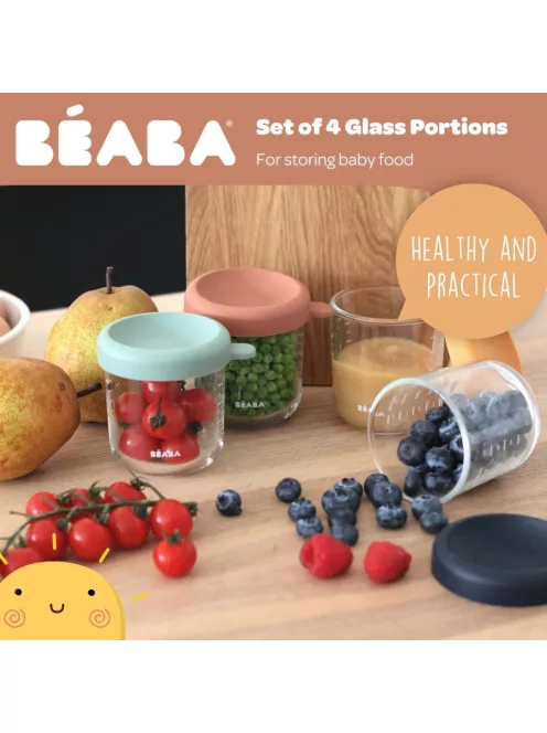 Béaba 2x250ml-es üveg bébiétel tároló edények, OUTLET termék