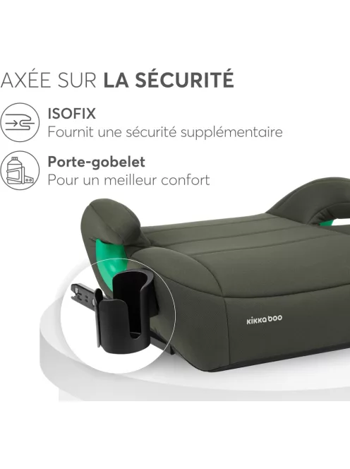 KikkaBoo I-Pop i-Size Isofix ülésmagasító pohártartóval -zöld, OUTLET termék