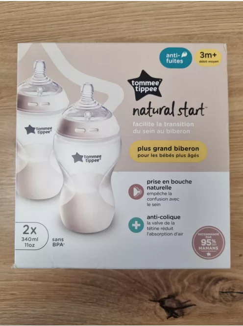 Tommee Tippee Natural Start Anti-Colic cumisüveg szett, 2 db-os, 3hó+, 340ml, OUTLET termék
