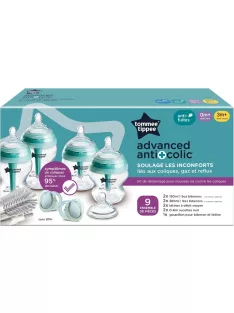   Tommee Tippee Natural cumisüveg kezdőszett 2x150ml, 2x260ml, kefe, 2db cumi, 2db etetőfej, OUTLET termék