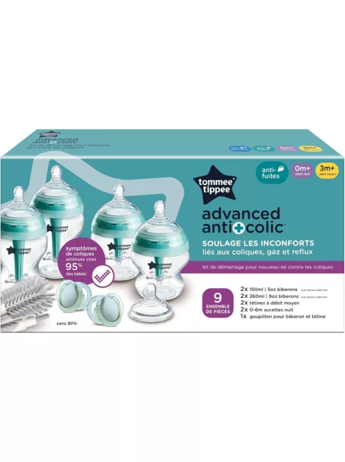 Tommee Tippee Natural cumisüveg kezdőszett 2x150ml, 2x260ml, kefe, 2db cumi, 2db etetőfej, OUTLET termék