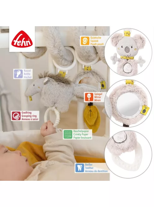 Fehn Australia plüss aktivitásspirál játékokkal, OUTLET termék