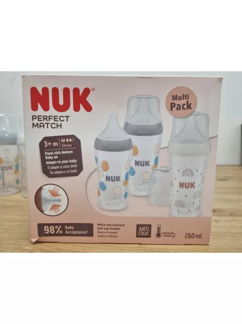 NUK Perfect Match cumisüveg szett, 3x260ml, 3+ hónapos kortól, OUTLET termék