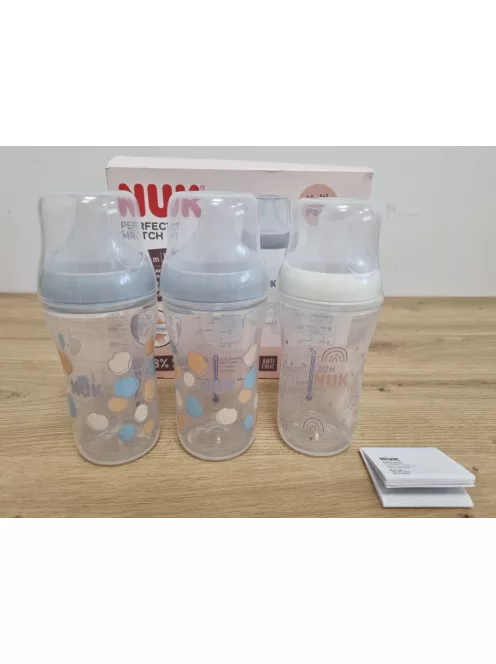NUK Perfect Match cumisüveg szett, 3x260ml, 3+ hónapos kortól, OUTLET termék
