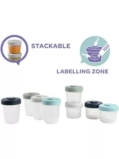   Béaba 8db-os műanyag bébiétel tárolók 4x150ml, 4x250ml, OUTLET termék