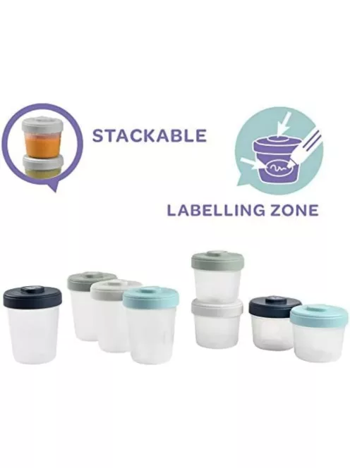 Béaba 8db-os műanyag bébiétel tárolók 4x150ml, 4x250ml, OUTLET termék