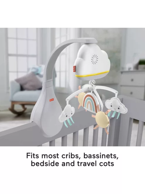 Fisher-Price szivárványos zenélő forgó kiságyra, OUTLET termék