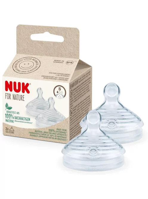 Nuk For Nature S-es méretű szilikon etetőfej 2 db, 0-6 hó, OUTLET termék