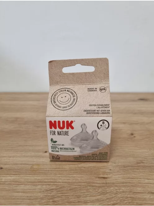 Nuk For Nature S-es méretű szilikon etetőfej 2 db, 0-6 hó, OUTLET termék