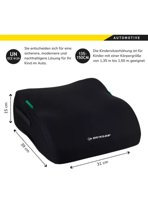 Dunlop autós ülésmagasító, 135-150 cm-fekete, OUTLET termék