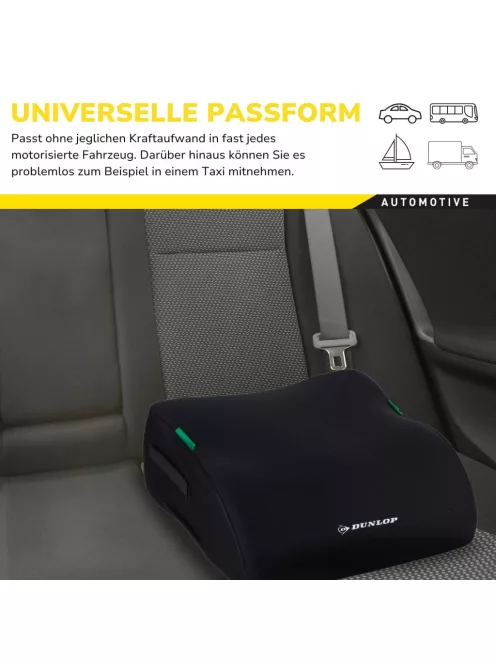 Dunlop autós ülésmagasító, 135-150 cm-fekete, OUTLET termék