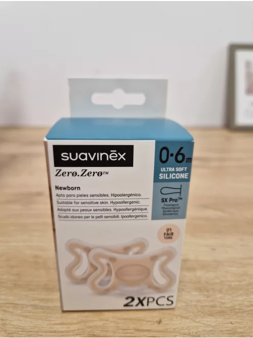 Suavinex Zero Zero SX Pro 2 db szilikon cumi, 0-6hó, FAIR árnyalat, OUTLET termék
