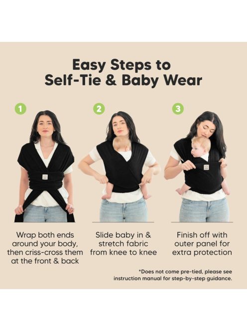 KeaBabies karikás hordozókendő-fekete. Outlet termék