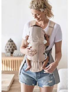   BabyBjörn Mini babahordozó , 3D Mesh, halvány rózsaszín. OUTLET termék