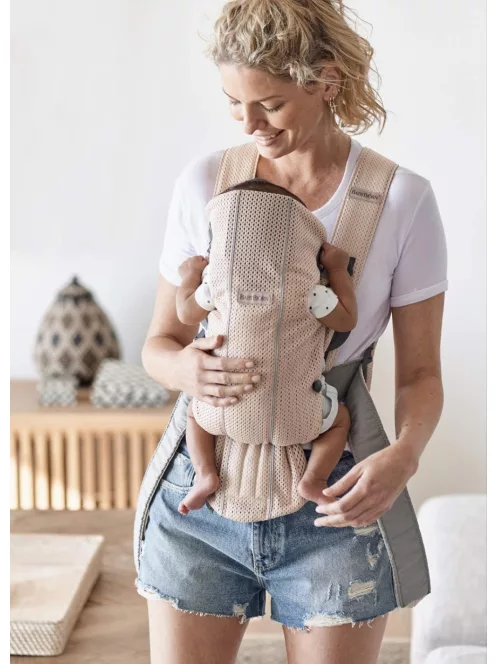 BabyBjörn Mini babahordozó , 3D Mesh, halvány rózsaszín. OUTLET termék