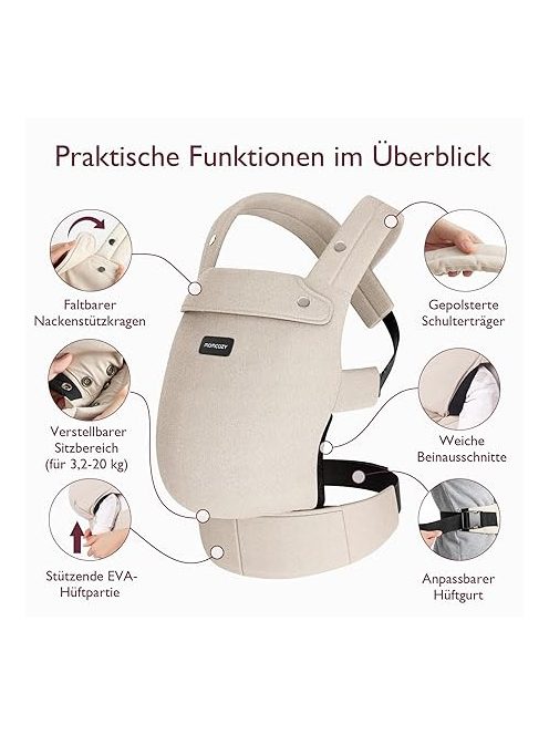 Momcozy babahordozó bézs. OUTLET termék.