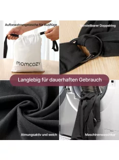 Momcozy karikás hordozókendő-black,OUTLET termék 