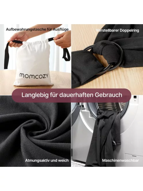 Momcozy karikás hordozókendő-black,OUTLET termék 