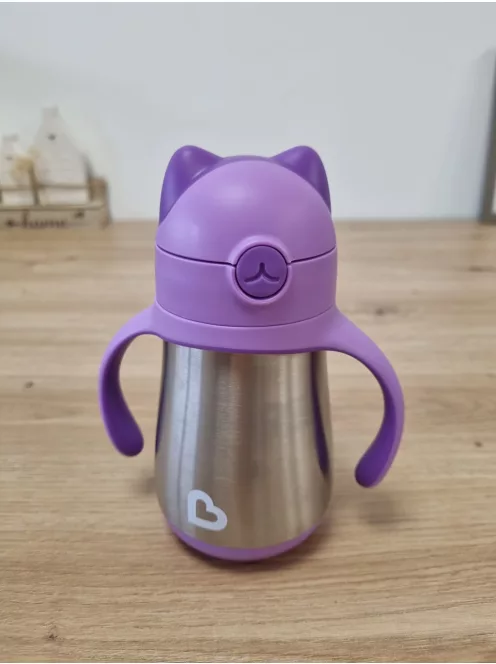  Munchkin Cool Cat rozsdamentes acél szívószálas itatópohár, OUTLET termék