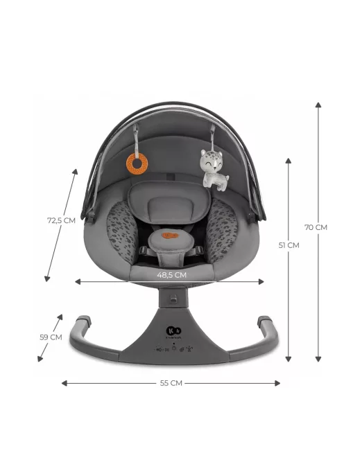 Kinderkraft LUMI 2 12 dallam, 5 fokozat ringatás, időzítős pihenőszék- Outlet termék