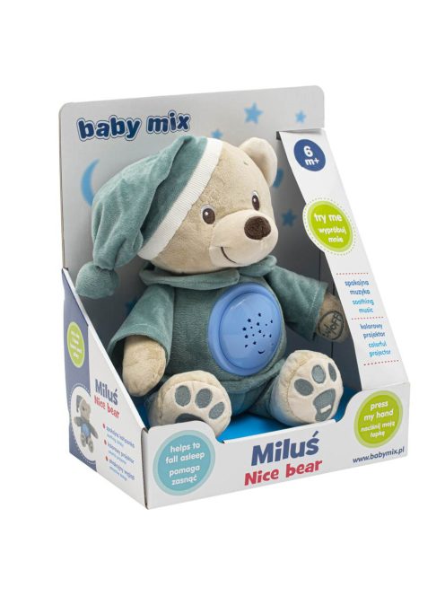 Baby Mix éjjeli fény zenélõ plüss maci kék