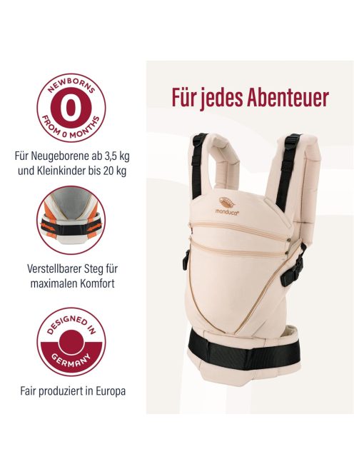 manduca XT babahordozó - All-In-One babahordozó 3,5 kg-tól újszülötteknek és 20 kg-ig terjedő kisgyermekeknek - Ergonomikus hordozó állítható híddal - Egy méret mindenkinek, denimpowder-toffee