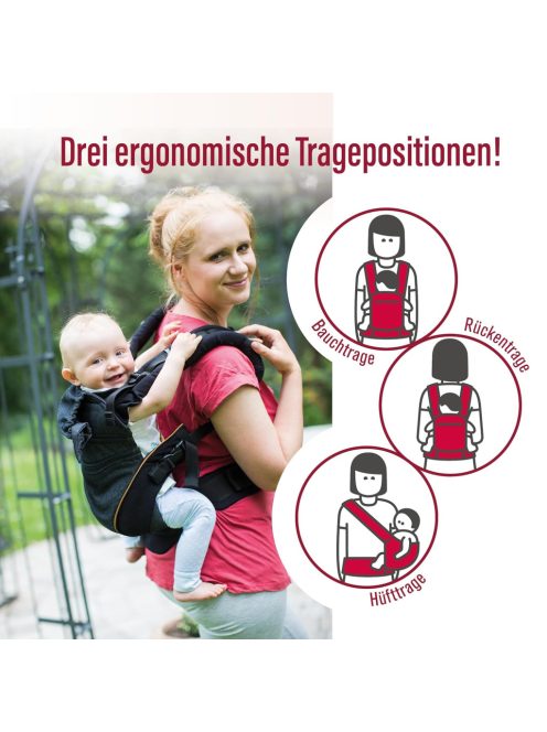 manduca XT babahordozó - All-In-One babahordozó 3,5 kg-tól újszülötteknek és 20 kg-ig terjedő kisgyermekeknek - Ergonomikus hordozó állítható híddal - Egy méret mindenkinek, denimblack-toffee