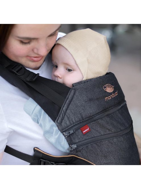 manduca XT babahordozó - All-In-One babahordozó 3,5 kg-tól újszülötteknek és 20 kg-ig terjedő kisgyermekeknek - Ergonomikus hordozó állítható híddal - Egy méret mindenkinek, denimblack-toffee