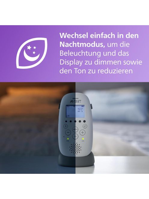 Philips Avent audio babaőrző SCD733 / 26, DECT technológia, öko mód, csillagos égbolt, 18 óra üzemidő