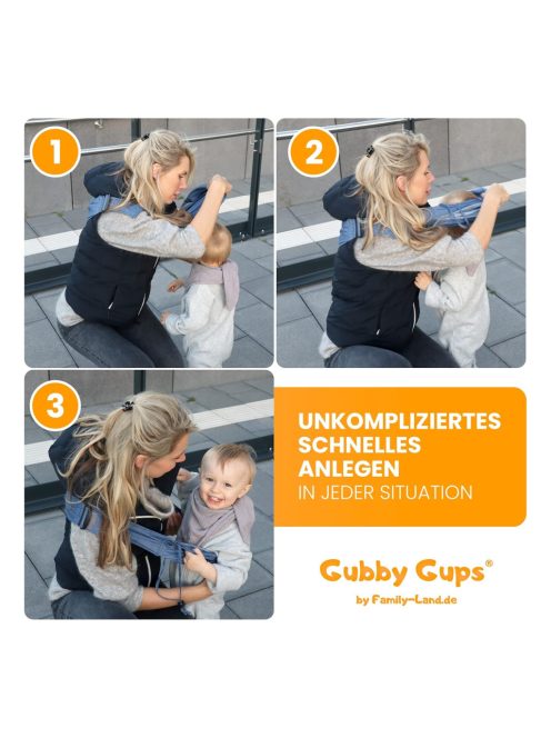 GUBBY GUPS® ergonómikus, praktikus babahordozó V1.0 gyorsbetétekhez - Újszülött hordozószíj kisgyermeknek 15 kg-ig, csípőüléses babahordozó rendszer