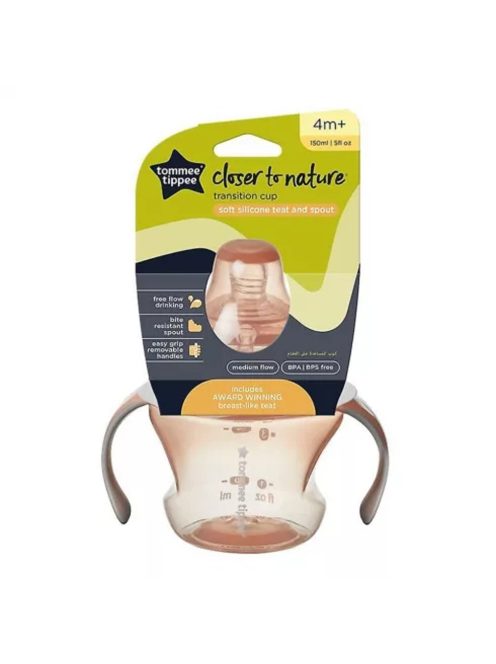 Tommee Tippee itatópohár - Nature Transition cup 150ml 4hó rózsaszín