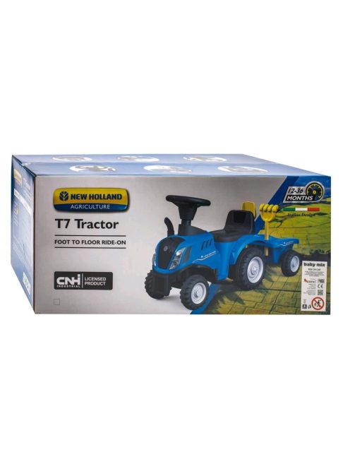 Gyerek jármű traktor utánfutóval és szerszámokkal Baby Mix New Holland sárga