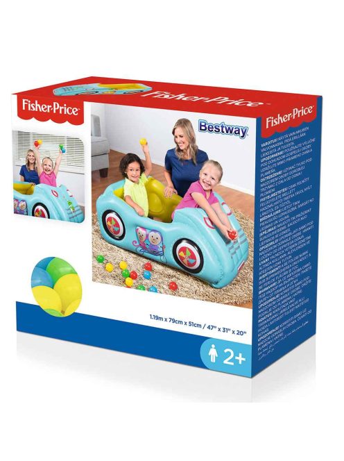 Gyermek felfújható autó Fisher-Price labdákkal 119x79x51 cm